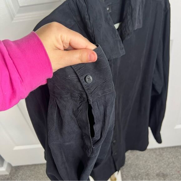 Sz XXL Claiborne Black Crinkle Dress Shirt $69 MSRP - Picture 5 of 8